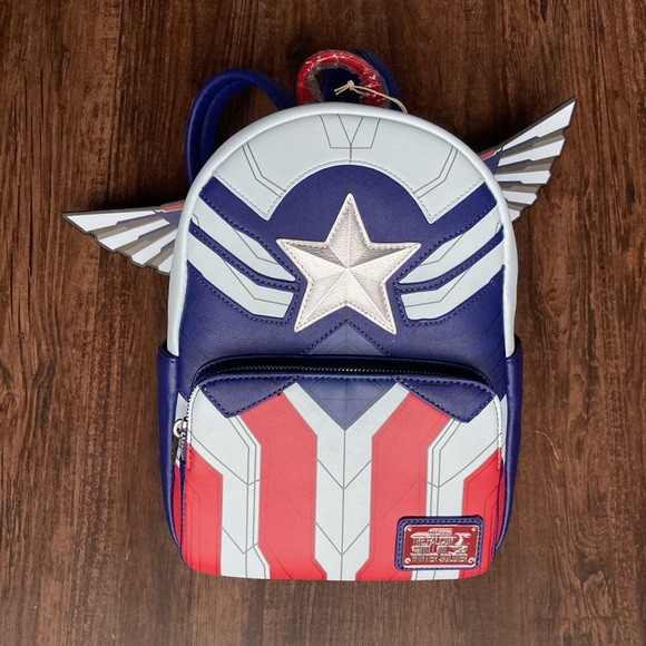 NWT Loungefly Disney Falcon Captain America Cosplay Mini Backpack - Picture 1 of 5